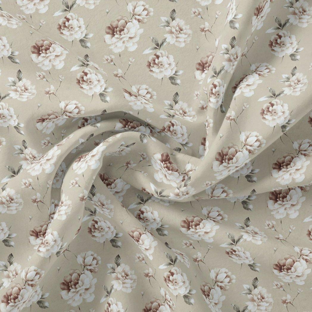 Greek Camelia Roses Digital Printed Fabric - Silk Crepe - FAB VOGUE Studio®