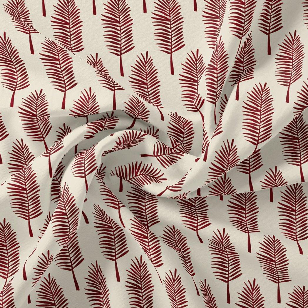 Red Pedate Leafs Digital Printed Fabric - Crepe - FAB VOGUE Studio®