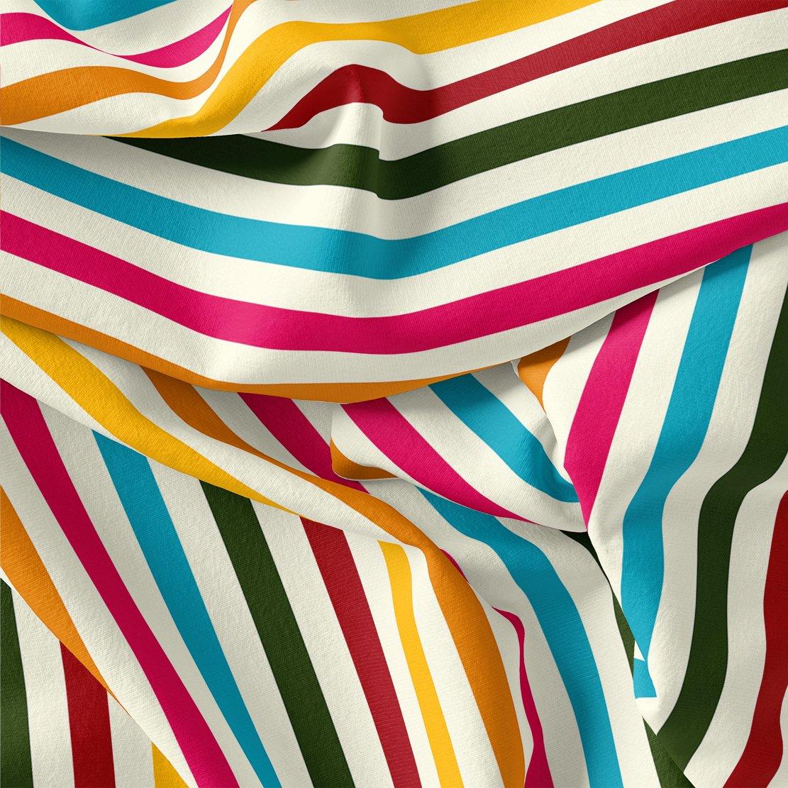 Morden Rainbow Strips Printed Fabric - Crepe - FAB VOGUE Studio®