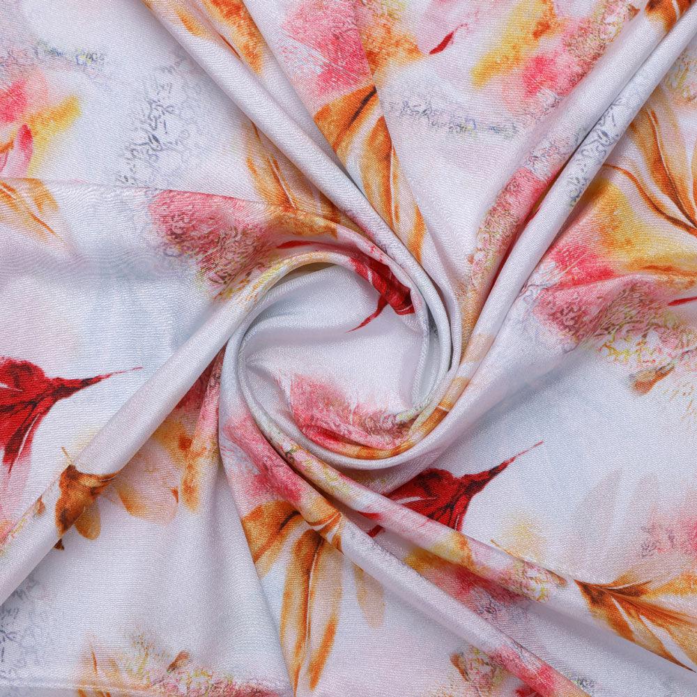 Pastel Blue Leaves Silk Crepe Printed Fabric - FAB VOGUE Studio®