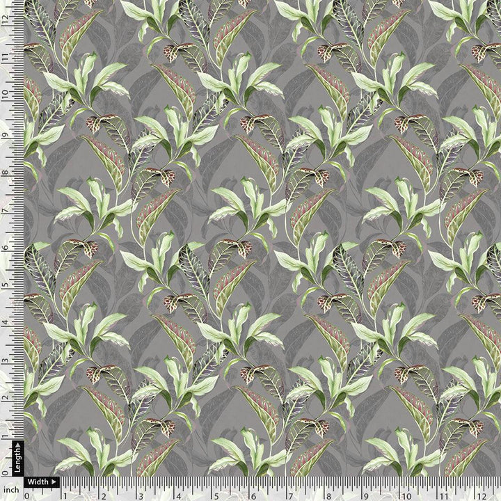 Pista Flower On Grey Digital Printed Fabric - Japan Satin - FAB VOGUE Studio®