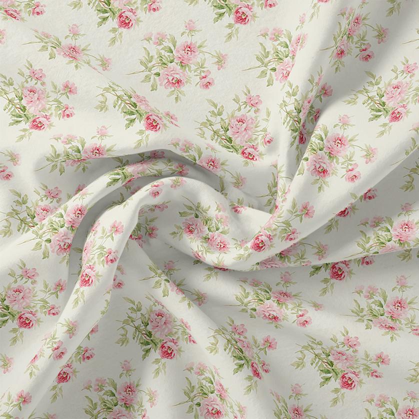 Attractive Summer Pink Roses Seamless Digital Printed Fabric - FAB VOGUE Studio®