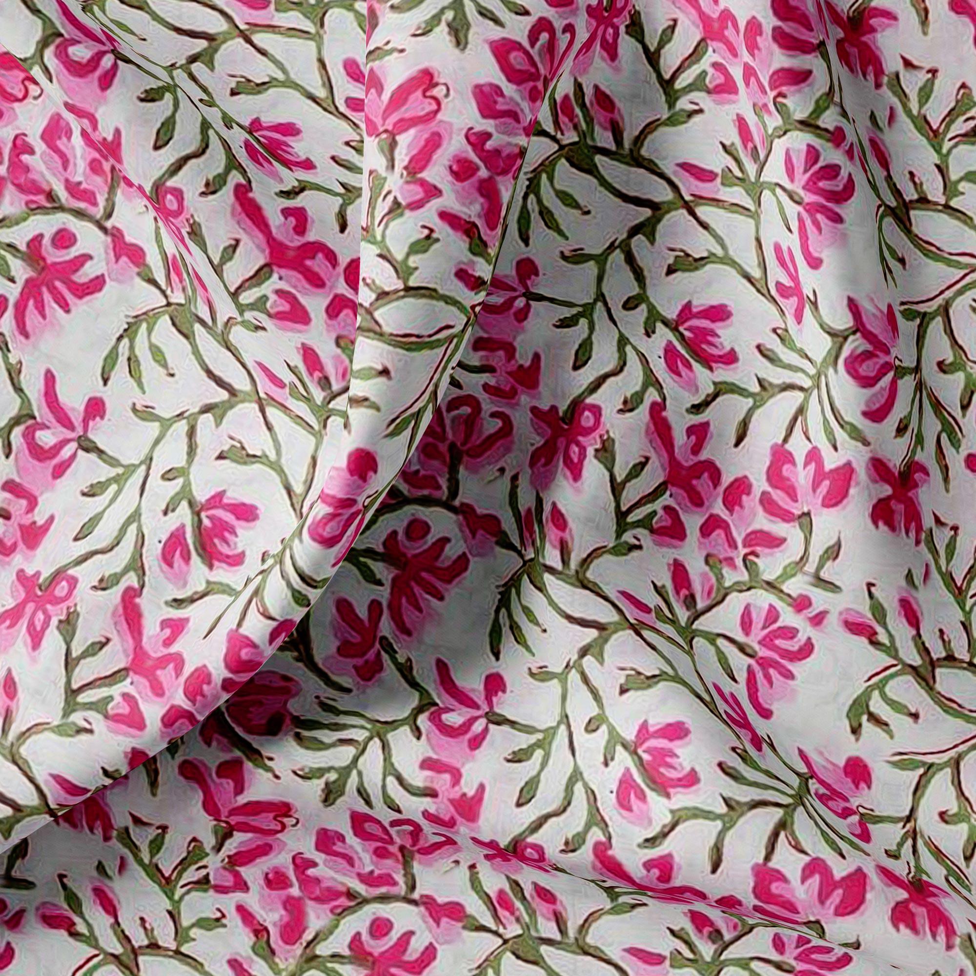 Pink Floral Ditzy Pattern Digital Printed Fabric - FAB VOGUE Studio®