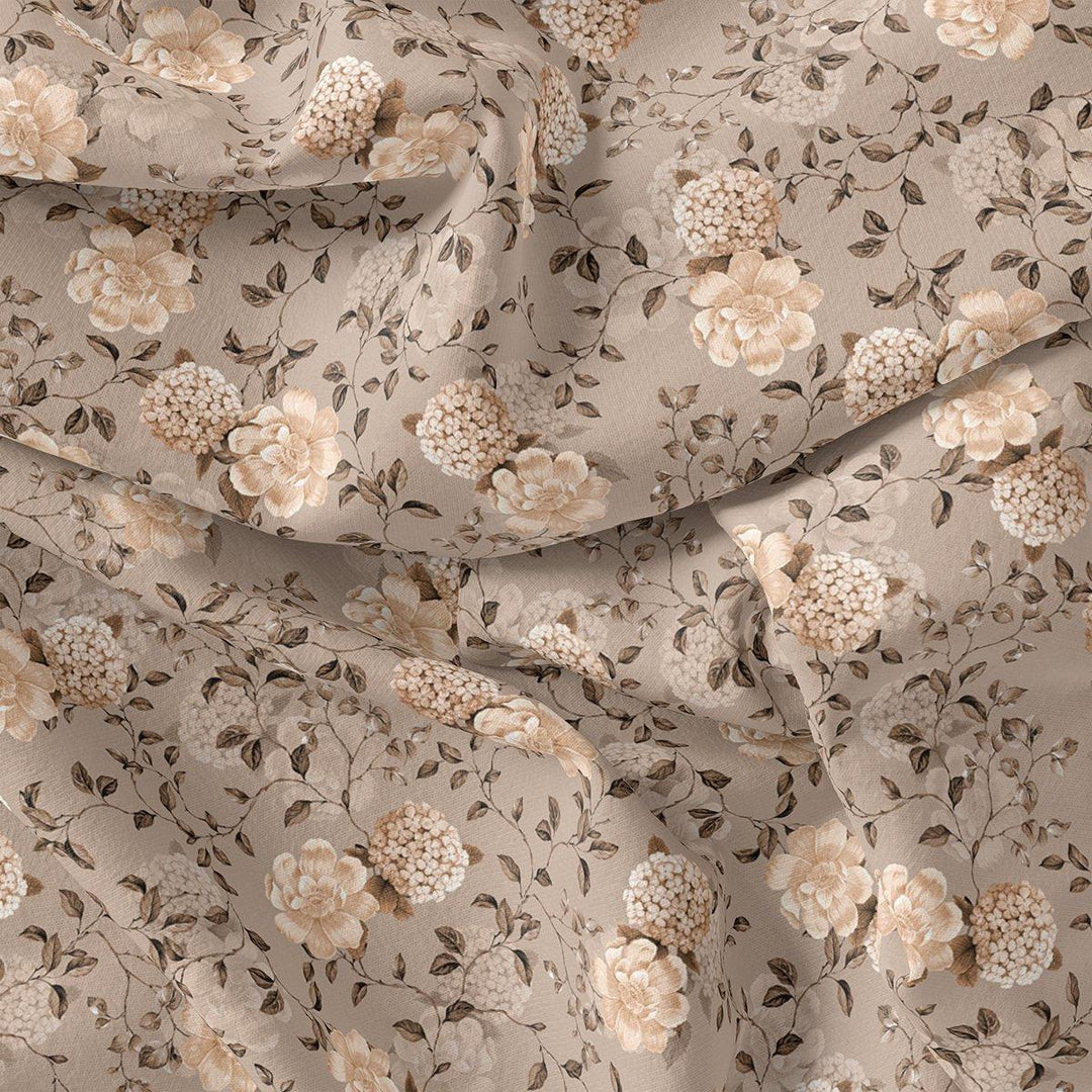 Grayish Orange Roses With Brown Valley Digital Printed Fabric - FAB VOGUE Studio®