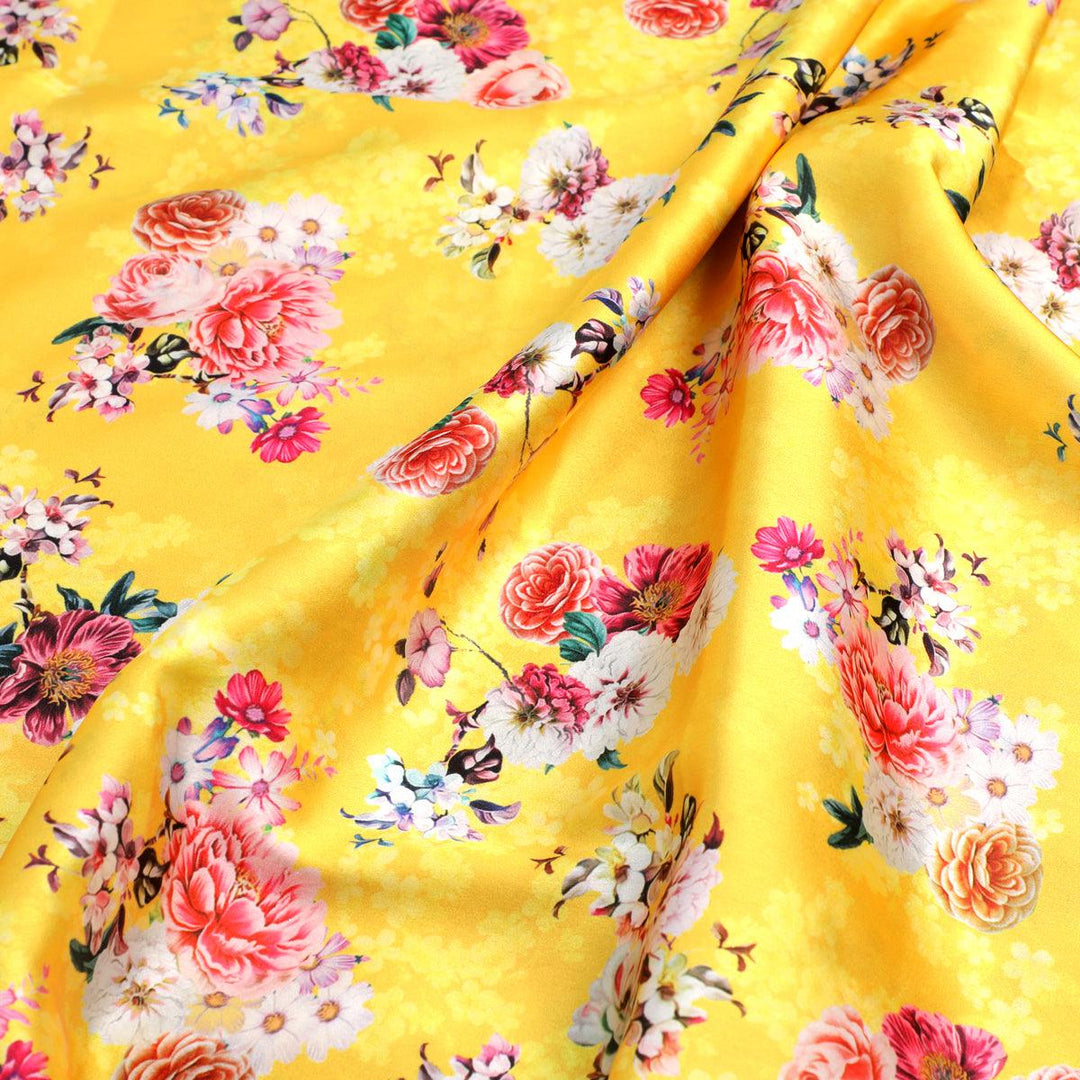 Floral Watercolor Printed Satin Fabric – Fabrics4Fashion