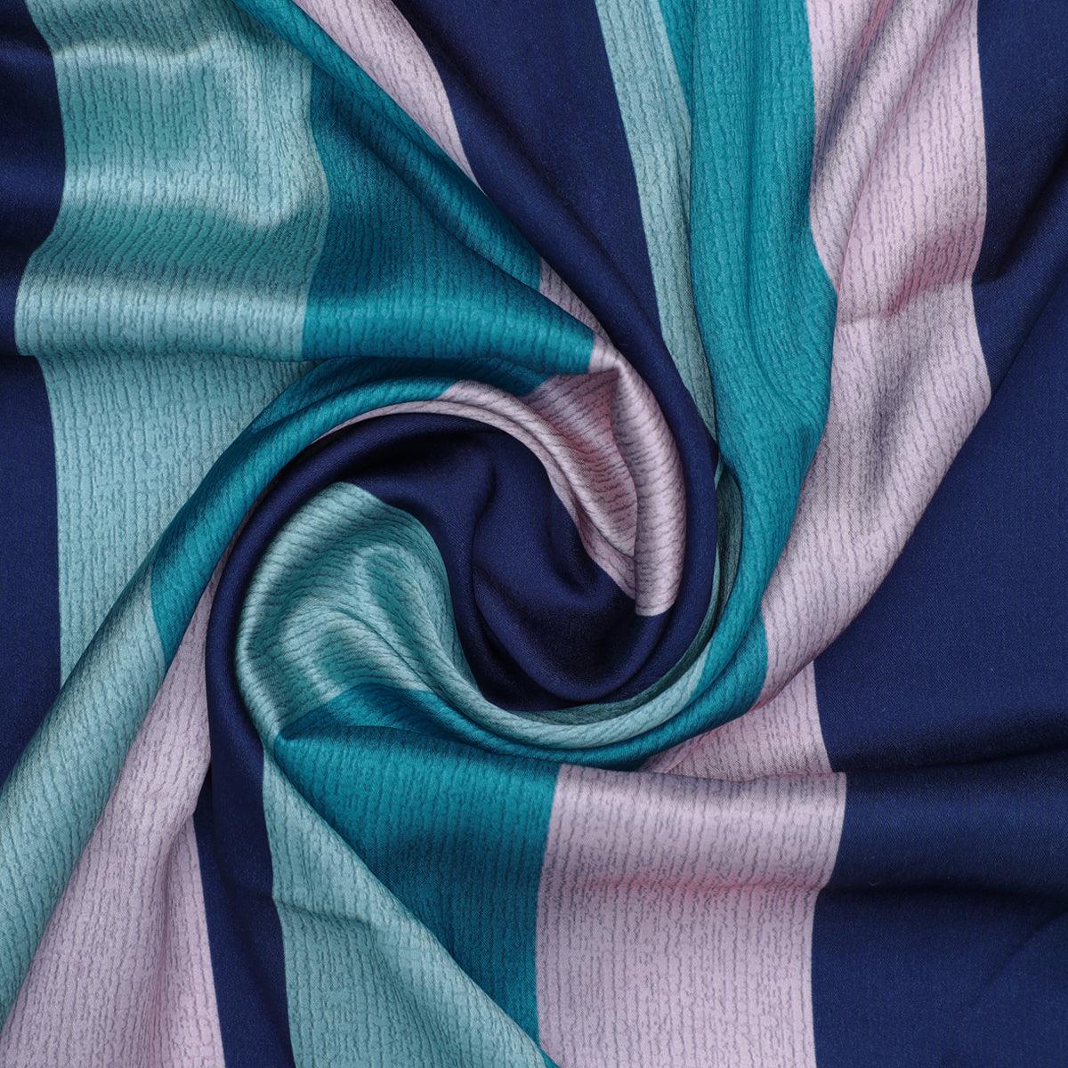 Subtle Colour Stripes Digital Printed Fabric - Japan Satin - FAB VOGUE Studio®