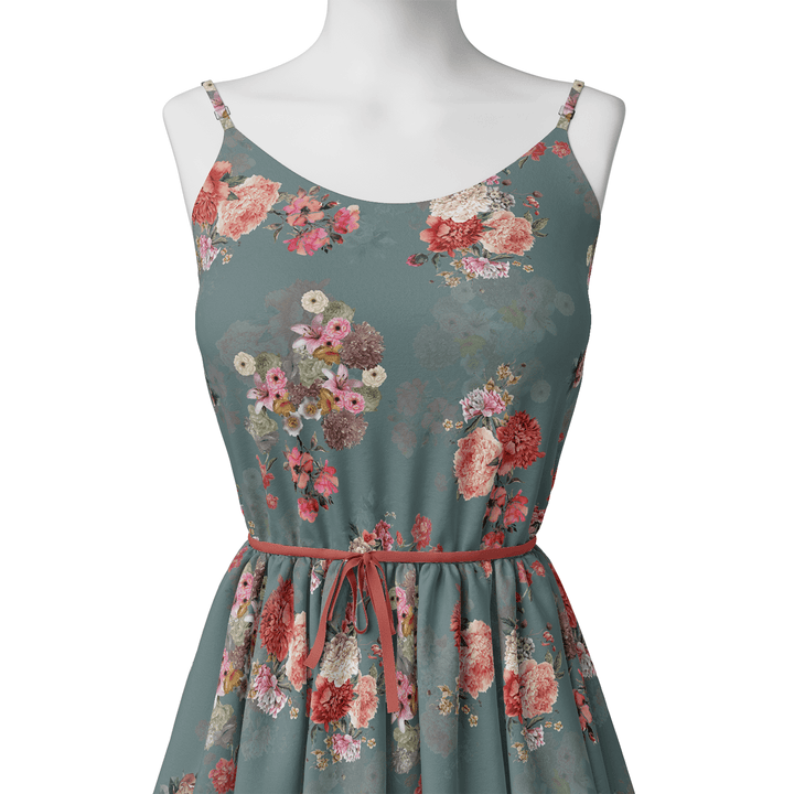 Colorful Roses With Multicolor Branch Digital Printed Fabric - Japan Satin - FAB VOGUE Studio®