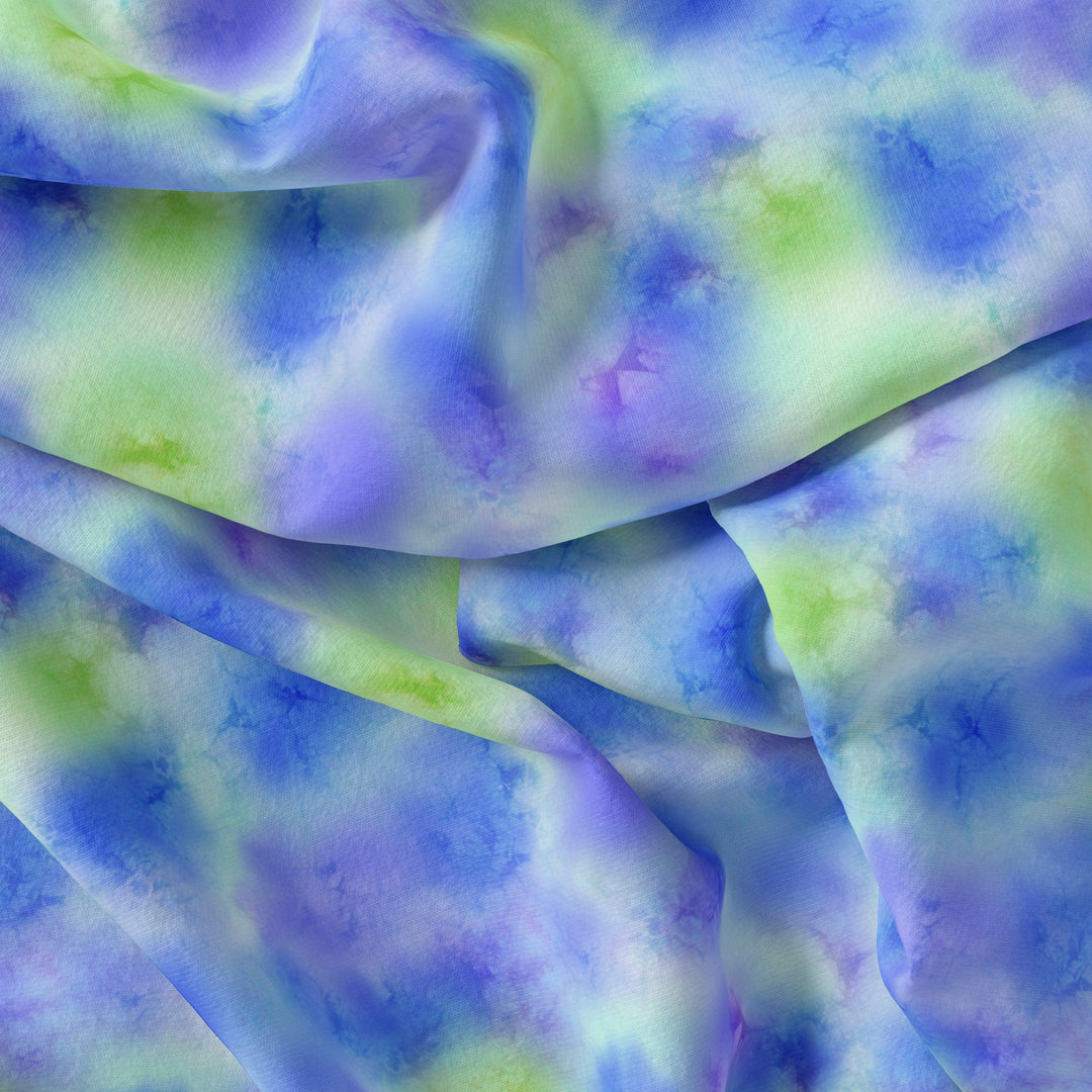 Classic Spotted Blue & Green Digital Printed Fabric - FAB VOGUE Studio®