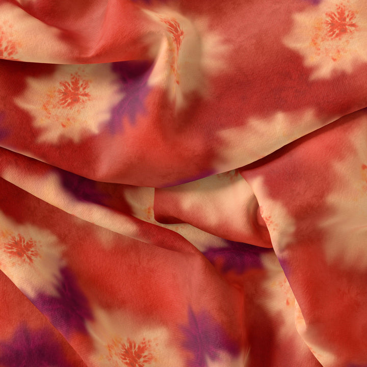 Spotted Orange And Purple Flower Digital Printed Fabric - FAB VOGUE Studio®