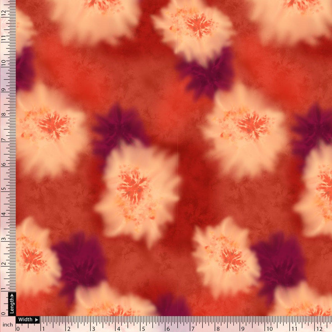 Spotted Orange And Purple Flower Digital Printed Fabric - FAB VOGUE Studio®