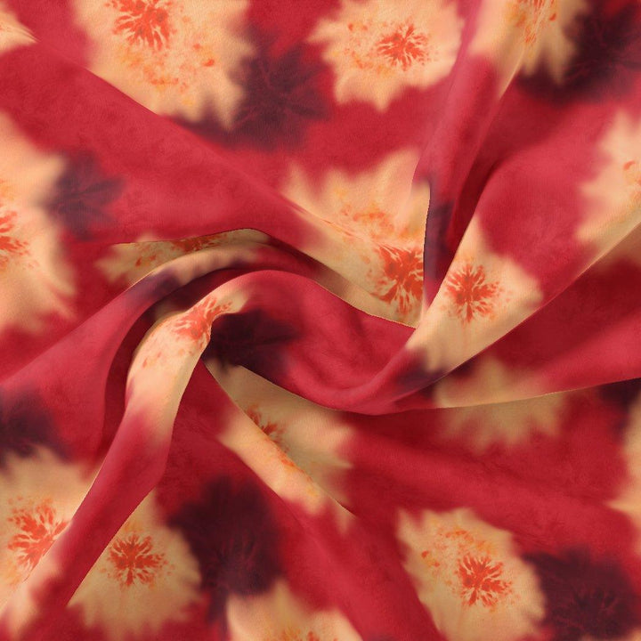 Spotted Red And Blackish Flower Digital Printed Fabric - FAB VOGUE Studio®