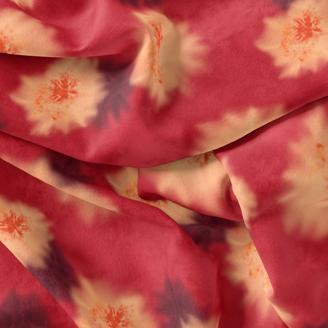 Spotted Red And Blackish Flower Digital Printed Fabric - FAB VOGUE Studio®