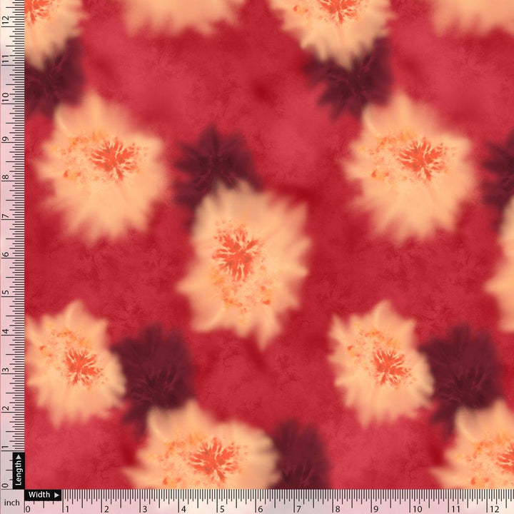 Spotted Red And Blackish Flower Digital Printed Fabric - FAB VOGUE Studio®