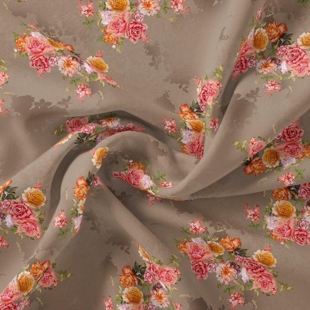 Fragrance Multitype Of Flower Digital Printed Fabric - Japan Satin - FAB VOGUE Studio®