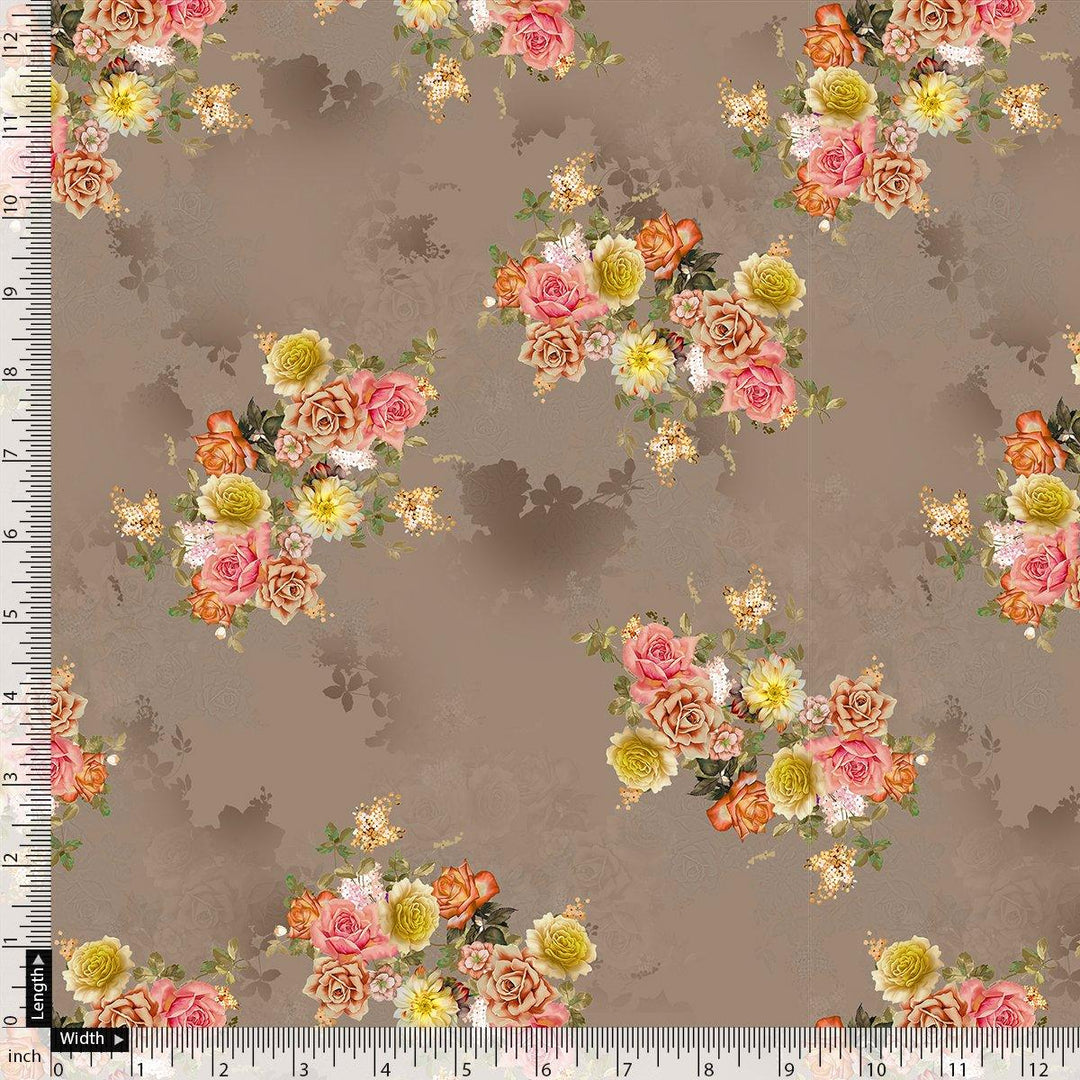 Lovely Yellow Roses With Jasmin Digital Printed Fabric - FAB VOGUE Studio®