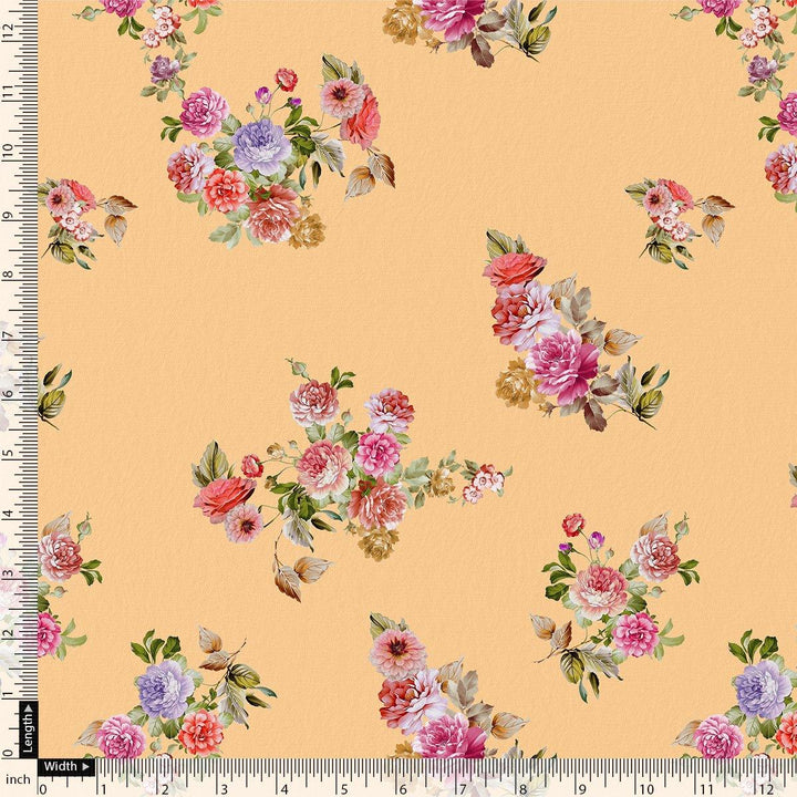 Bloom Pink Forest Flower Digital Printed Fabric - Japan Satin - FAB VOGUE Studio®