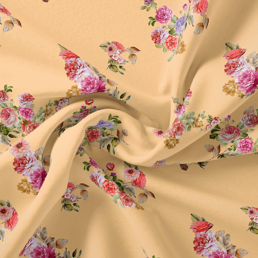 Apricot Light Watercolour Flower Digital Printed Fabric - FAB VOGUE Studio®