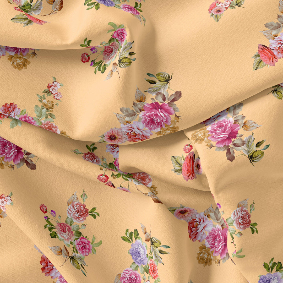 Apricot Light Watercolour Flower Digital Printed Fabric - FAB VOGUE Studio®