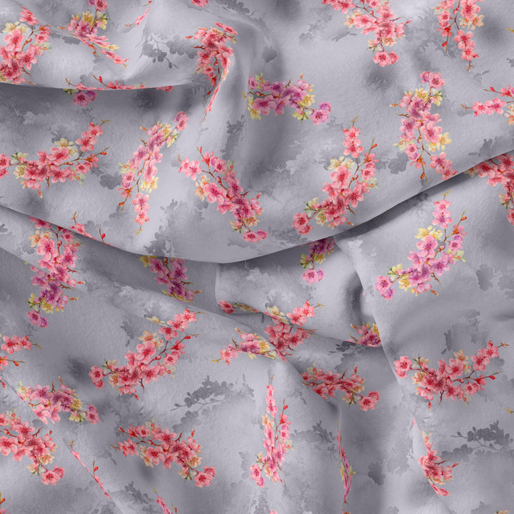 Tiny Pink Violet Floral Flower Digital Printed Fabric - FAB VOGUE Studio®