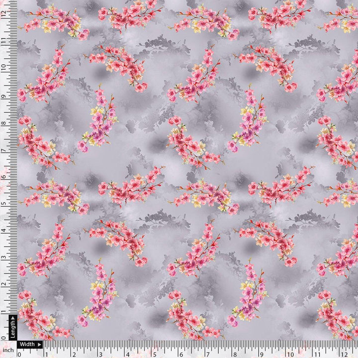 Tiny Pink Violet Floral Flower Digital Printed Fabric - FAB VOGUE Studio®