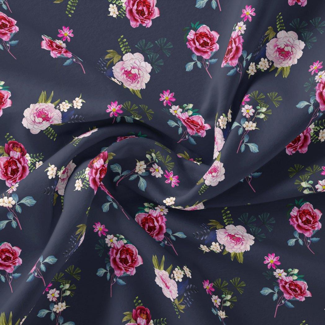 Harvest Red Pastel Wildflowers Digital Printed Fabric - FAB VOGUE Studio®