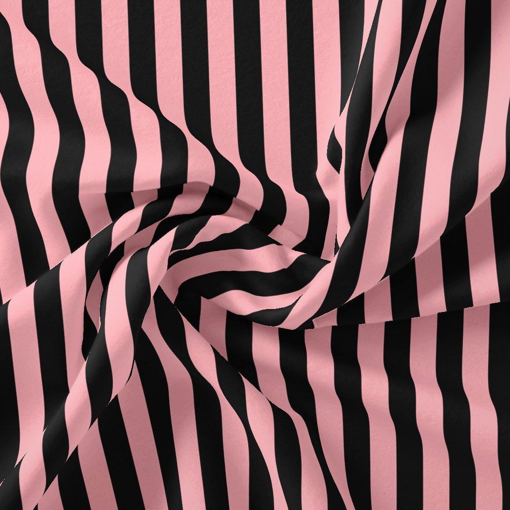 Bayadere Stripes Black With Pink Digital Printed Fabric - FAB VOGUE Studio®