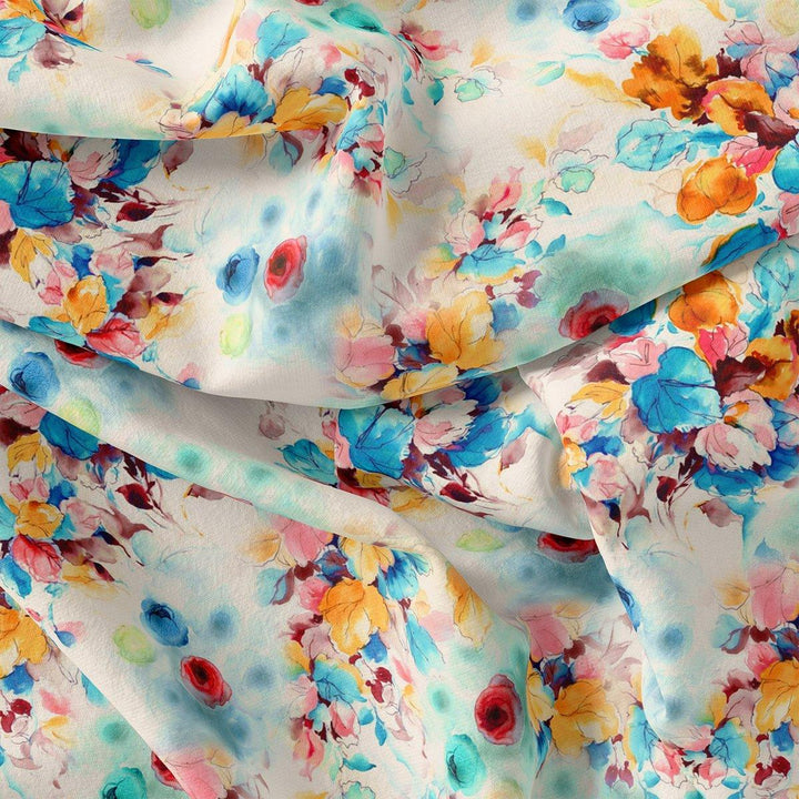Rainbow Colourful Tulip Roses Digital Printed Fabric - FAB VOGUE Studio®