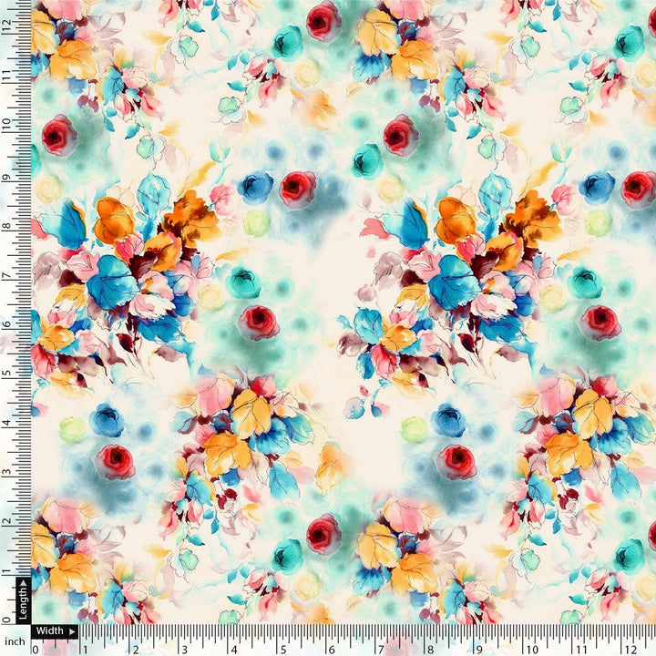Rainbow Colourful Tulip Roses Digital Printed Fabric - FAB VOGUE Studio®