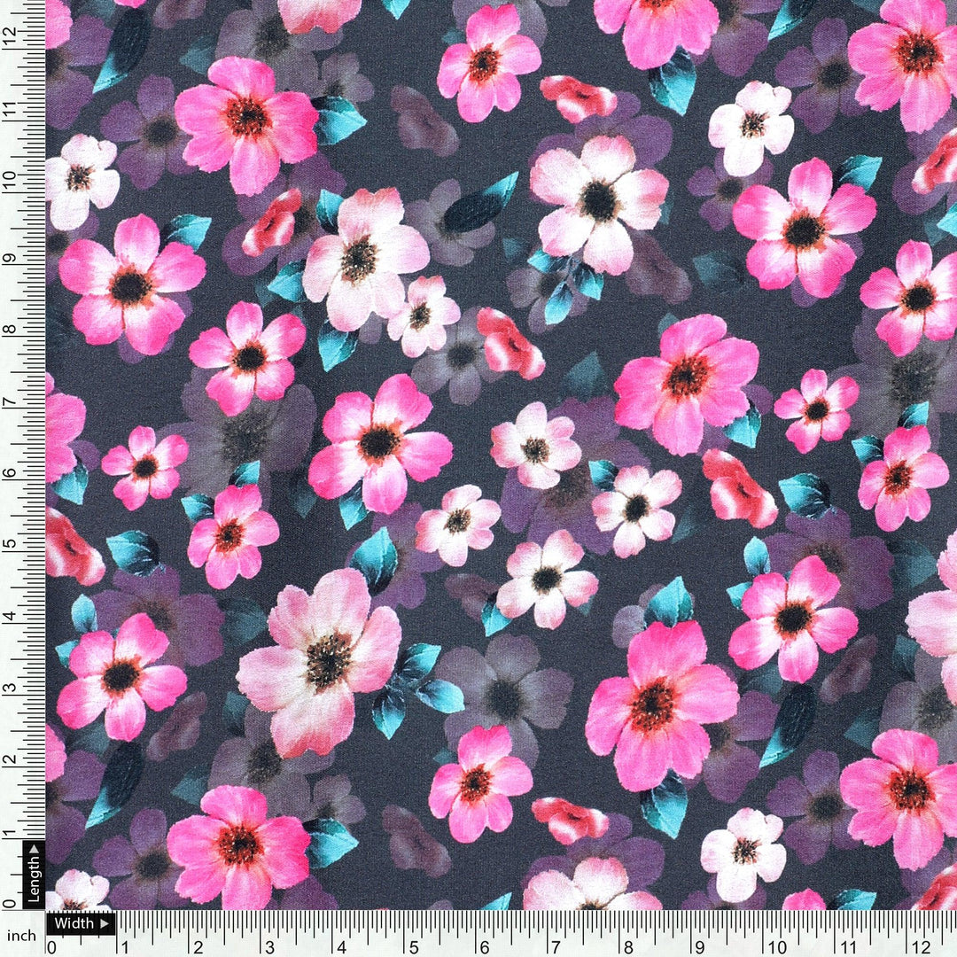 Buttercup Pink Floral Digital Printed Fabric - Japan Satin - FAB VOGUE Studio®