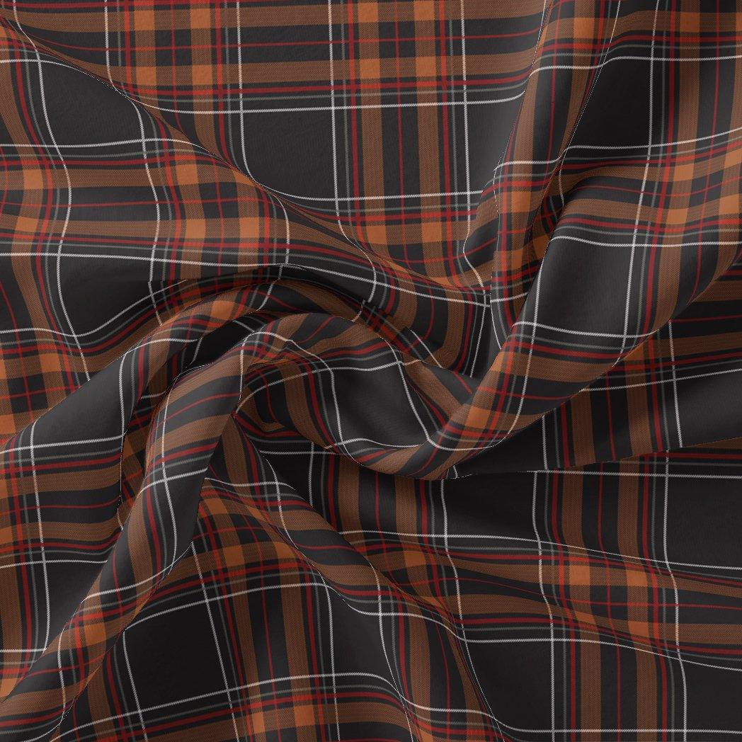 Morden Browny Checkered Digital Printed Fabric - Japan Satin - FAB VOGUE Studio®