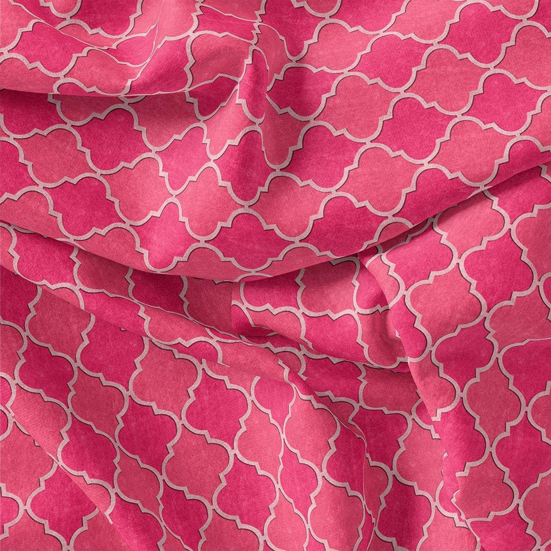 Pink Quatrefoil Patterns Digital Printed Fabric - FAB VOGUE Studio®