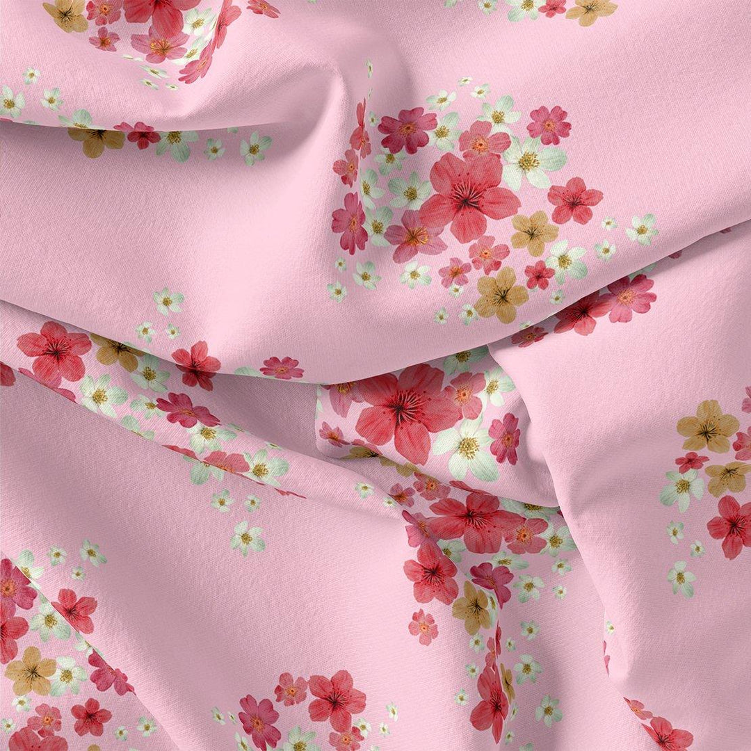 Lovely Pinkish Chintz Flower Digital Printed Fabric - Japan Satin - FAB VOGUE Studio®