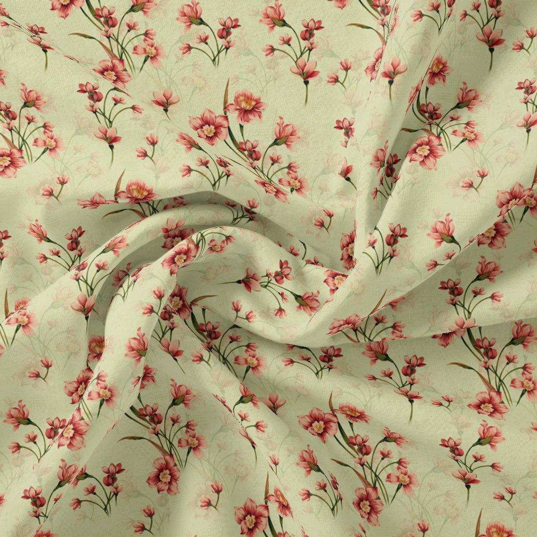 Beautiful Tiny Pink Chintz Digital Printed Fabric - Japan Satin - FAB VOGUE Studio®