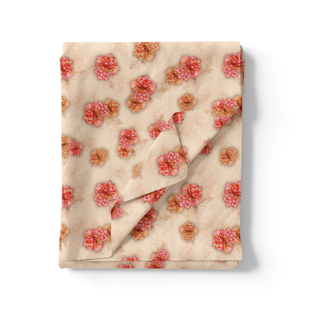 Beautiful Red With Light Floral Flower Digital Printed Fabric - FAB VOGUE Studio®