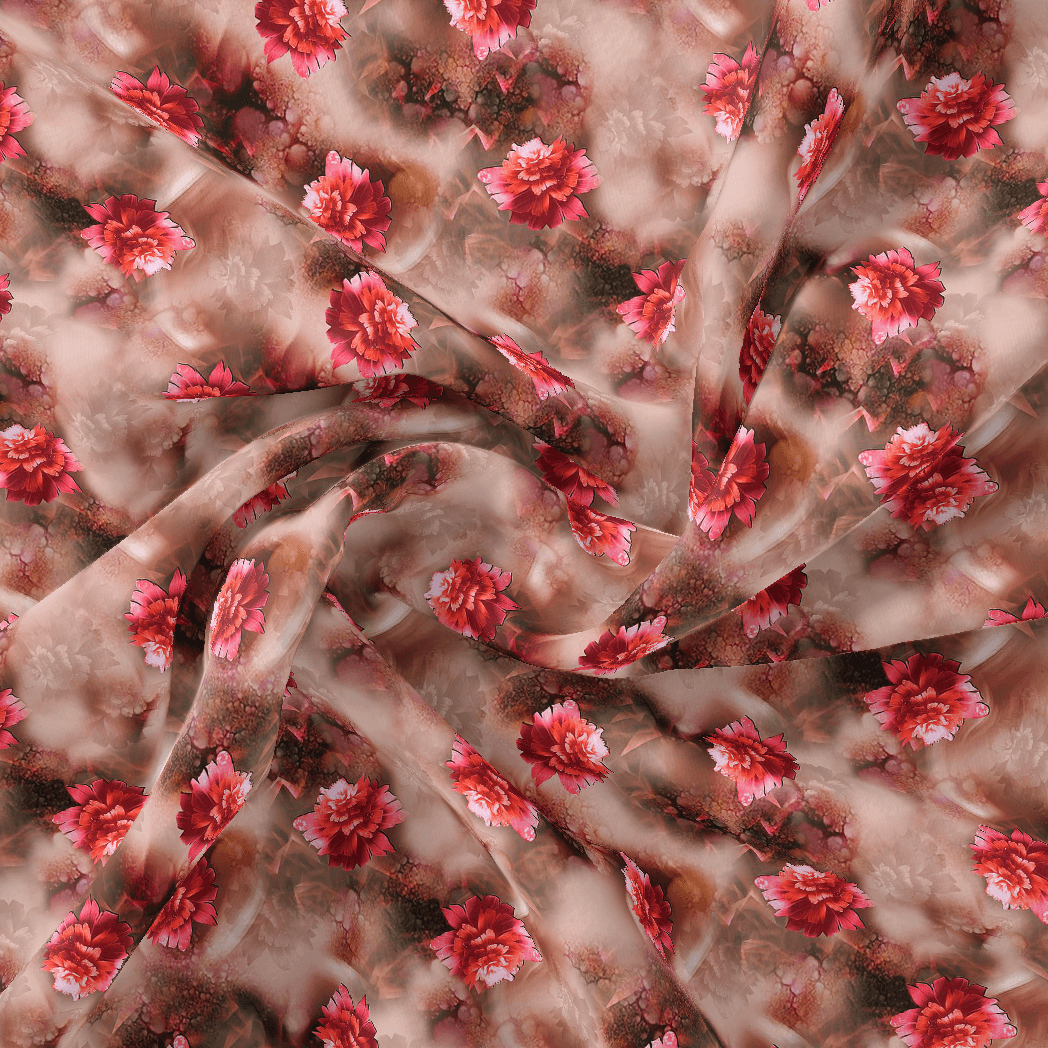 Red Velvet Roses With Paint Background Digital Printed Fabric - FAB VOGUE Studio®