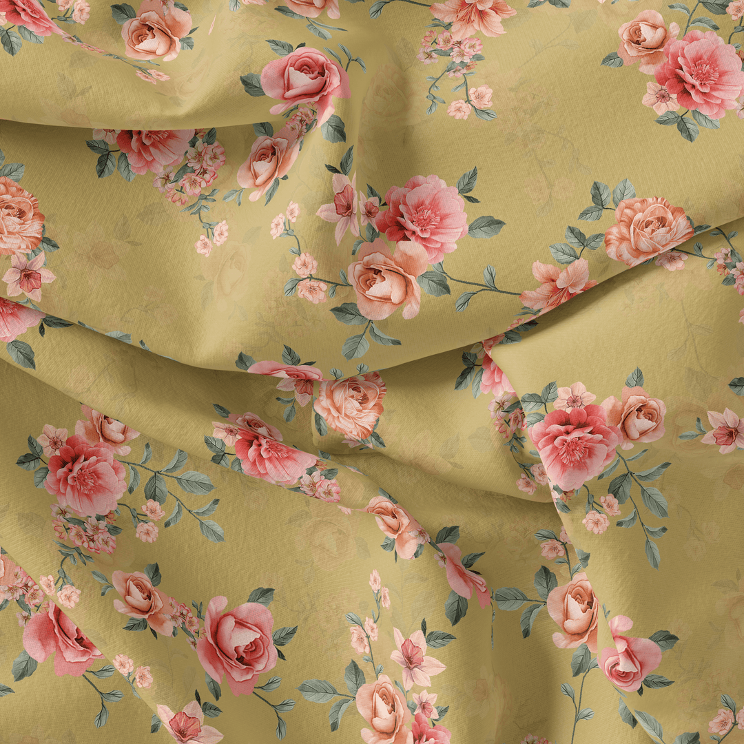 Beautiful Multicolour Roses With Digital Printed Fabric - FAB VOGUE Studio®