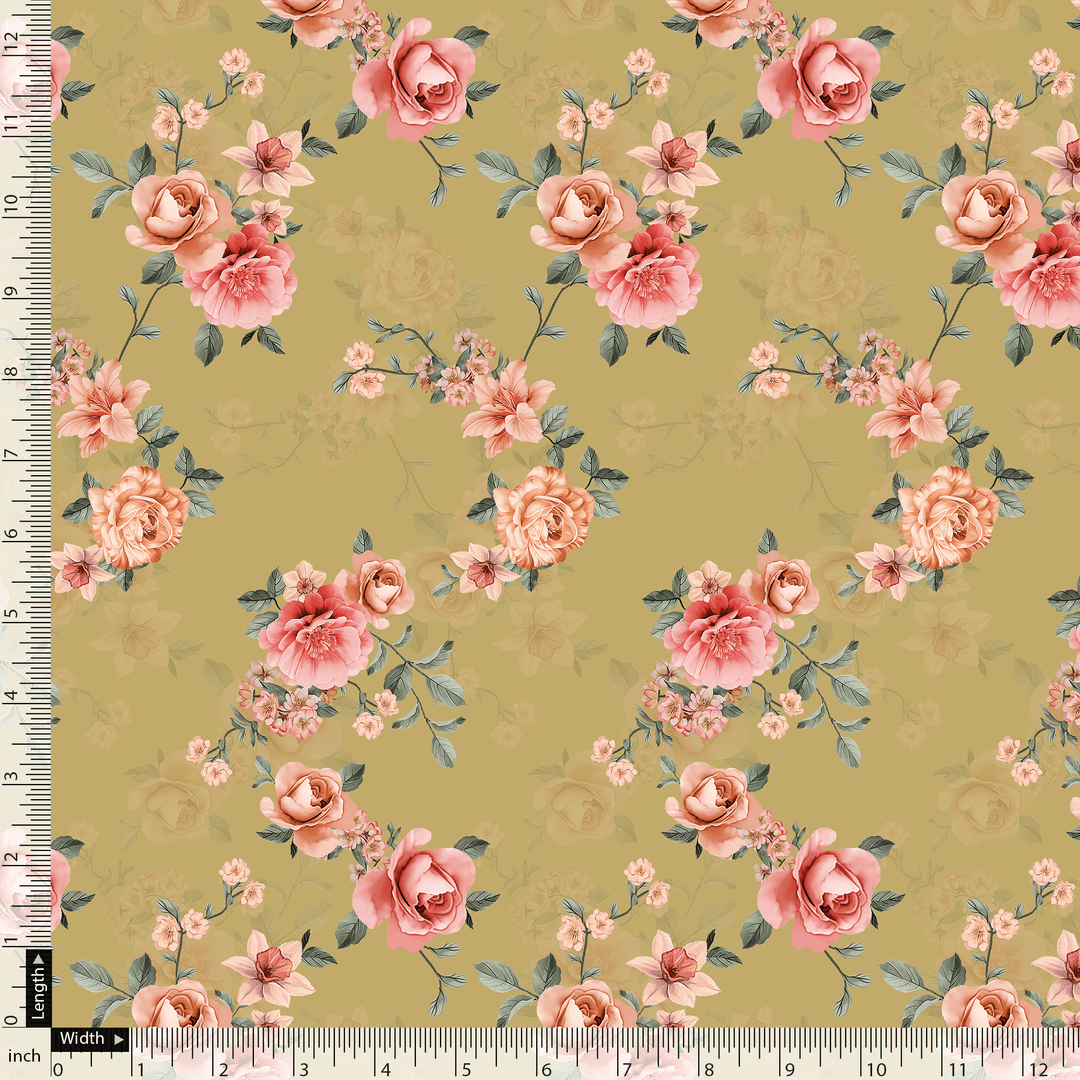 Beautiful Multicolour Roses With Digital Printed Fabric - FAB VOGUE Studio®