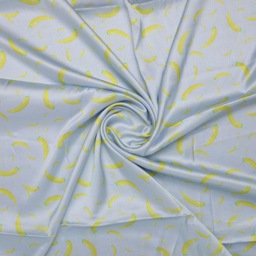 Yellow Mirchi Allover Digital Printed Fabric - Japan Satin - FAB VOGUE Studio®