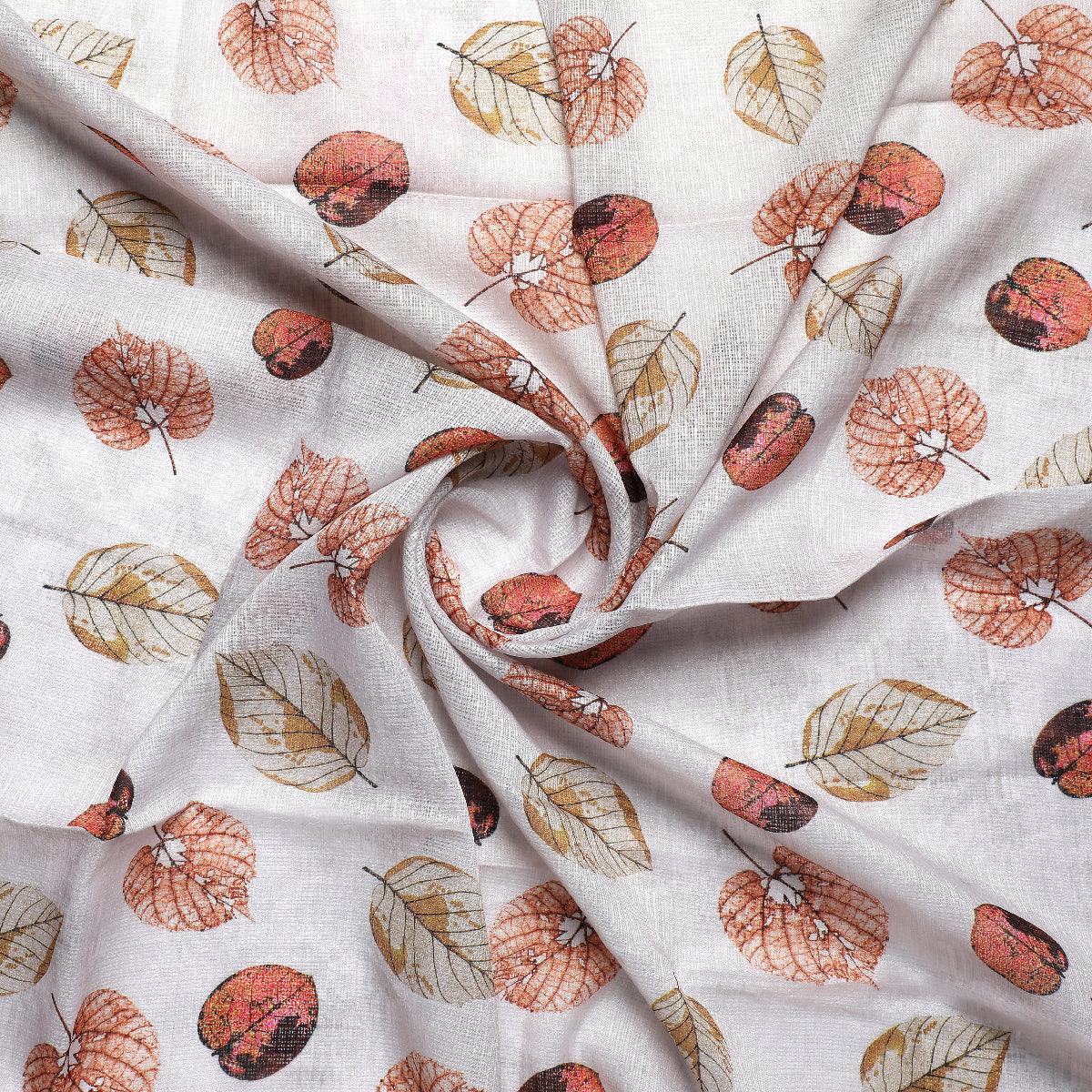 Autumn Leave Digital Printed Kota Doria Fabric - FAB VOGUE Studio®