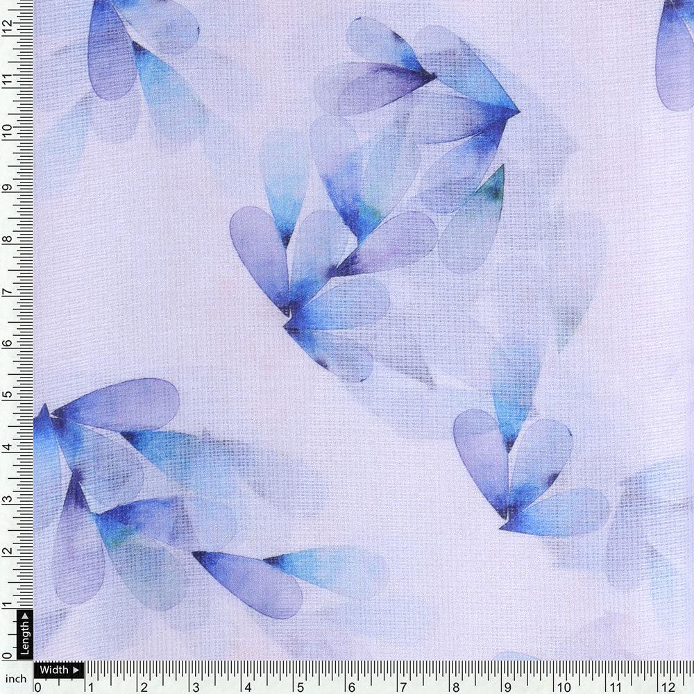 Digital Printed Kota Doria Fabric Blue Floral Unstitched Fabric FAB VOGUE Studio