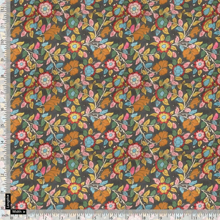 Multicolor Arabesue Kora Silk Printed Fabric - FAB VOGUE Studio®