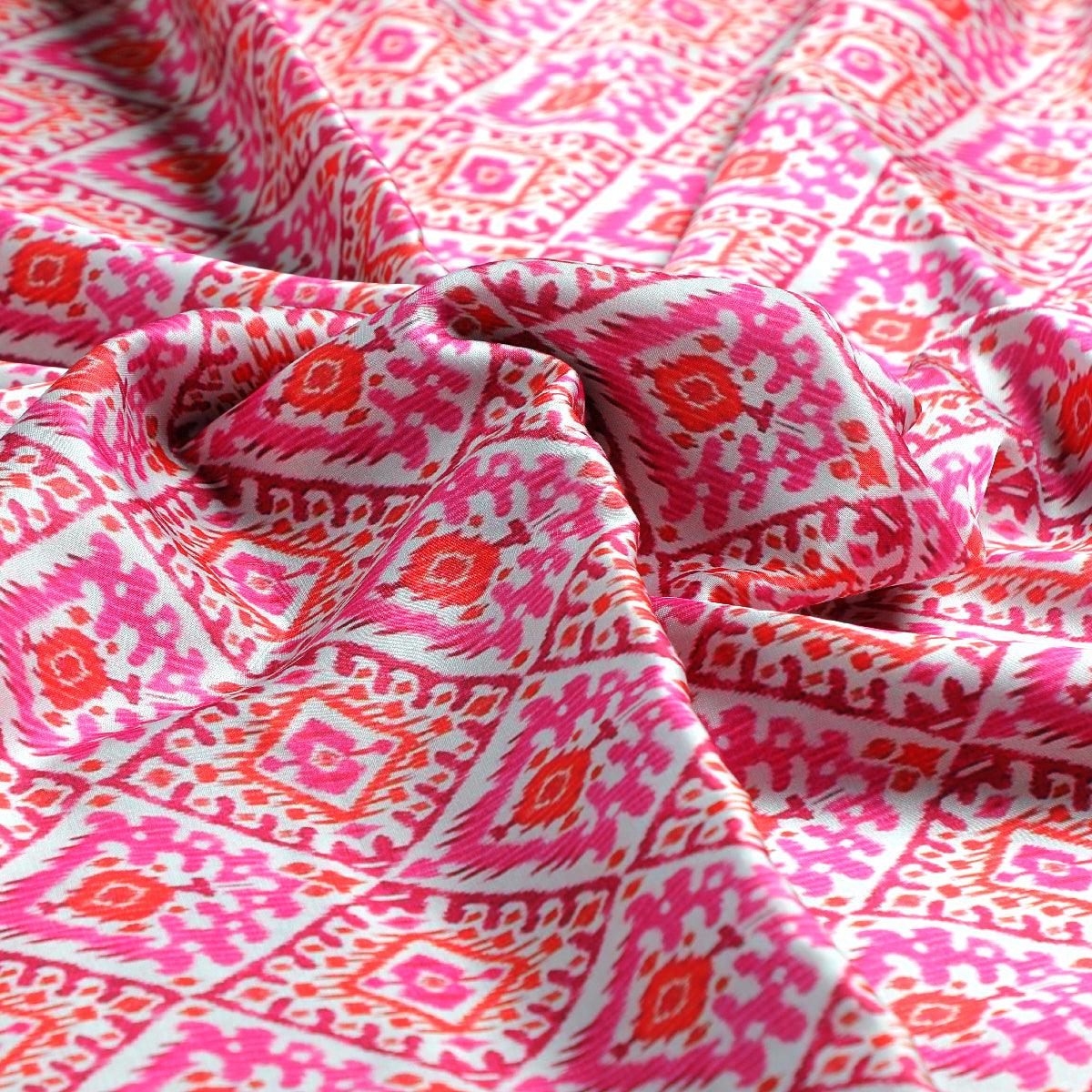 Hand Painted Argyle Pattern Digital Printed Fabric - Kora Silk - FAB VOGUE Studio®