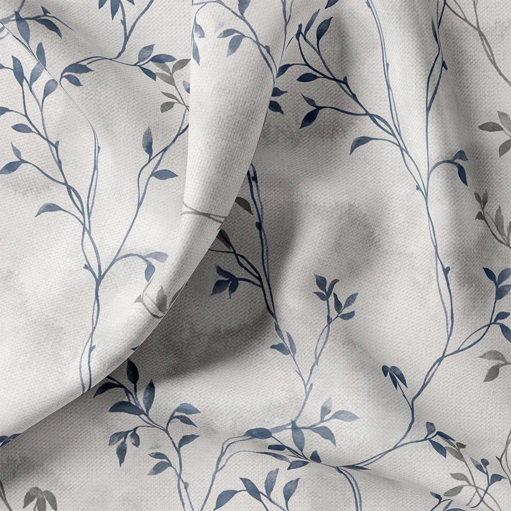 Leaves Vines Over Dusty Grey Base Digital Printed Fabric - FAB VOGUE Studio®