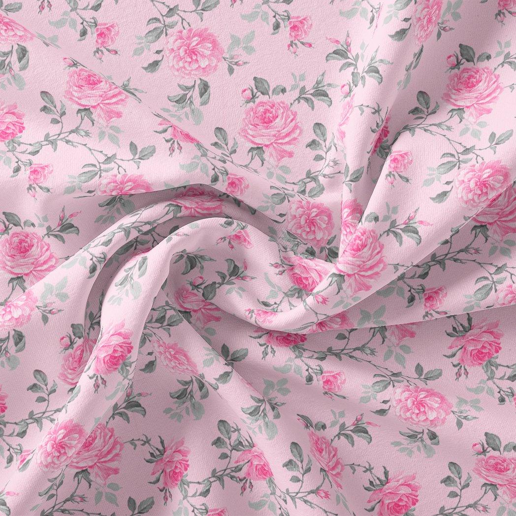 Pink Rose Allover Digital Printed Fabric - Kora Silk - FAB VOGUE Studio®