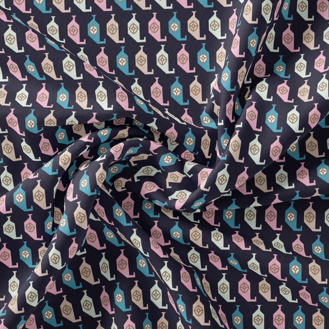 Stylized Leaf Motif Allover Digital Printed Fabric - Kora Silk - FAB VOGUE Studio®