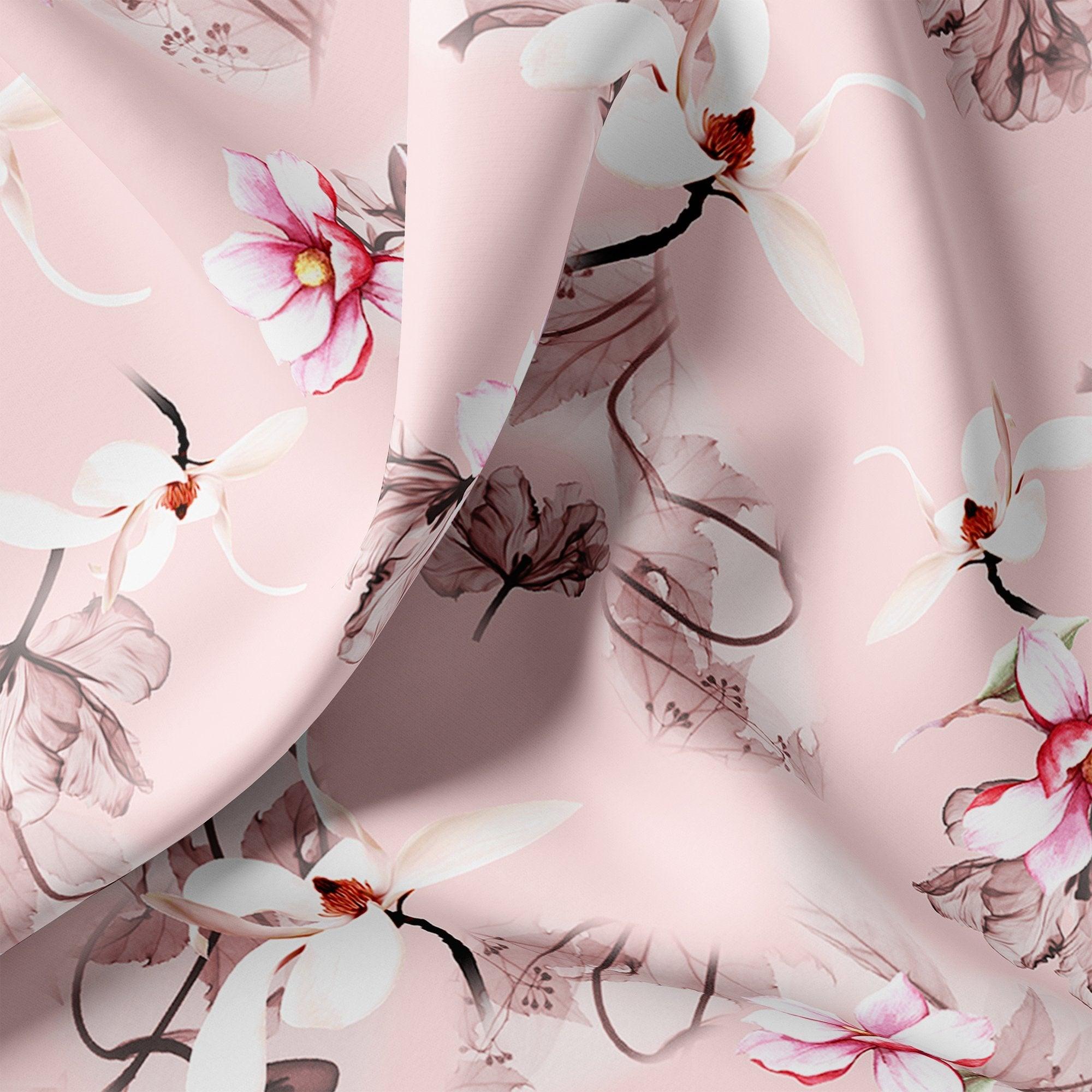 Pink Floral Digital Printed Fabric - FAB VOGUE Studio®