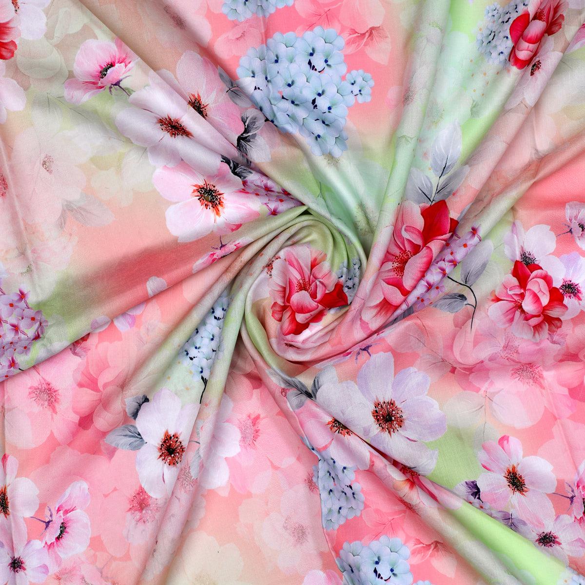 Multi-Color Floral Design Digital Printed Fabric - FAB VOGUE Studio®