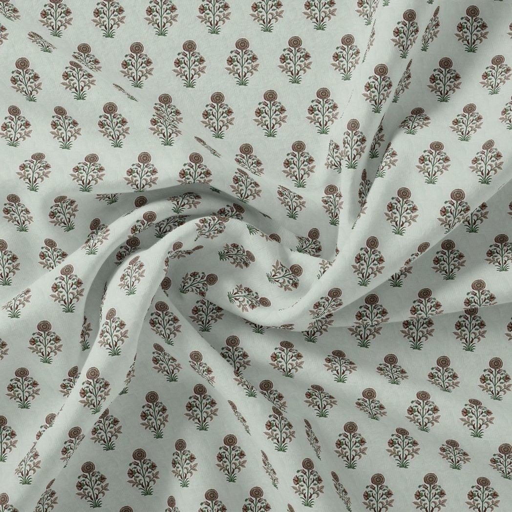 Seamless Indian Mughal Motif Flower Digital Printed Fabric - Muslin - FAB VOGUE Studio®