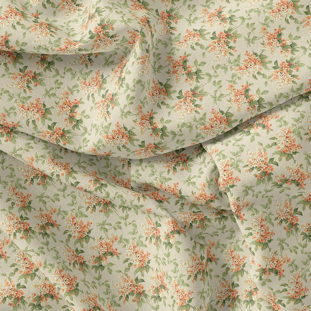 Painted Orange Flower Chintz Digital Printed Fabric - Muslin - FAB VOGUE Studio®