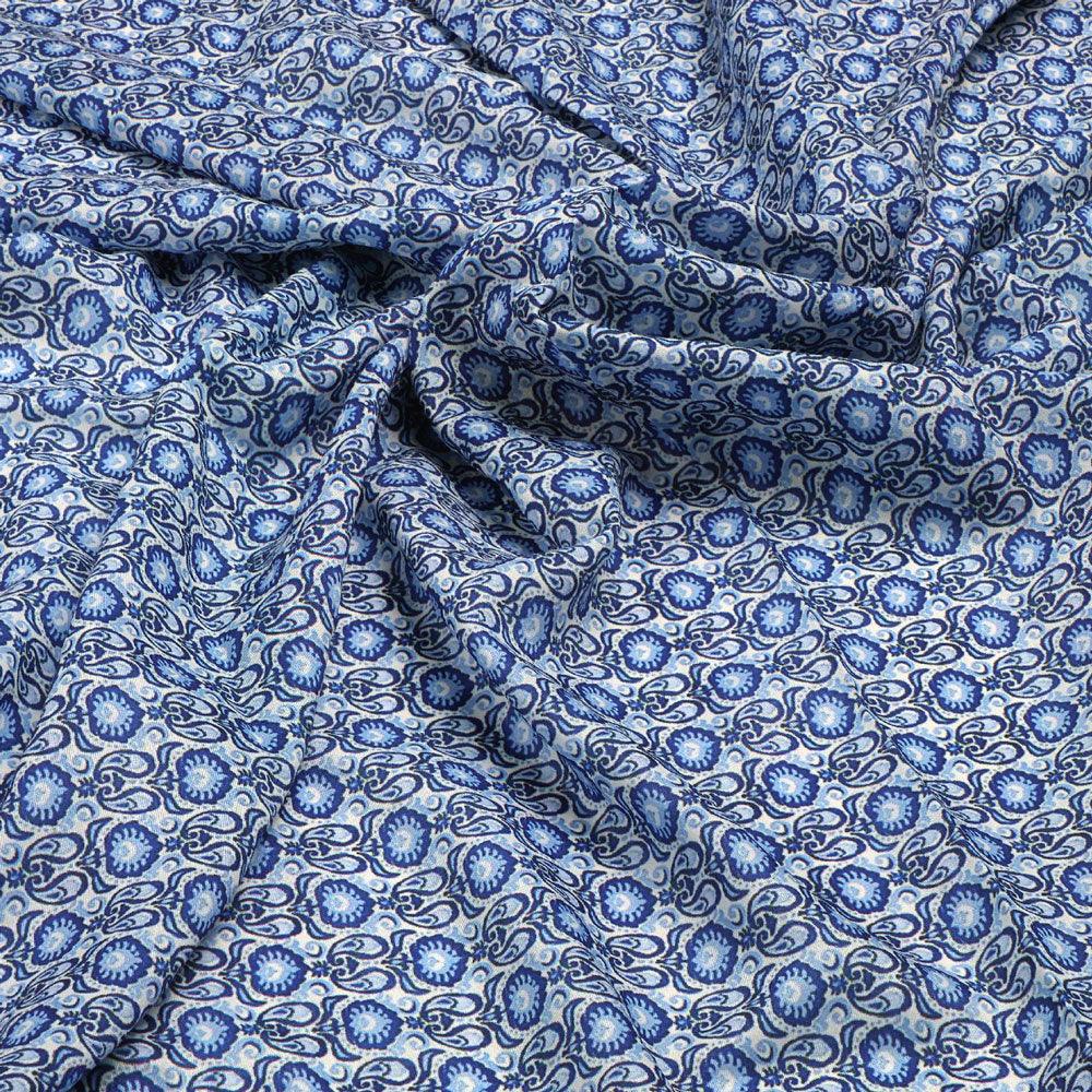 Tiny Blue Motif Allover Digital Printed Fabric - Muslin - FAB VOGUE Studio®